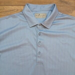 HL Sport Polo Mens Large Blue Golf Performance Luxury‎ BallenIsles Stretch Flex
